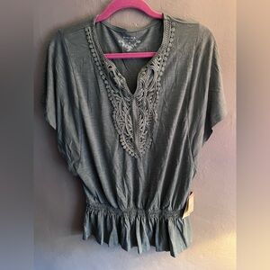 Sonoma Green Dolman Sleeve Tunic with Embellished Details